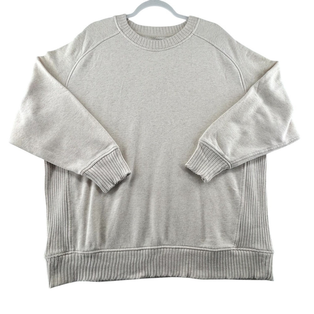 Aerie Tres Chic Oversized Baggy Sweatshirt Athleisure Womens Medium Beige Casual